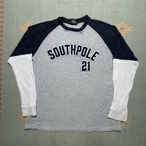 Vtg y2k long sleeve thermal shirt Southpole waffle knit skater distressed XL